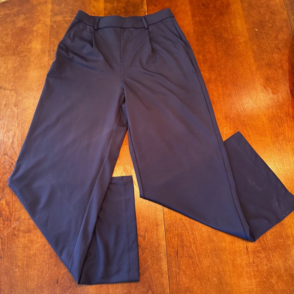 Halara Pants Women S Navy Blue Wide Leg Pleated High Waisted Business Casual New